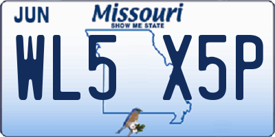 MO license plate WL5X5P