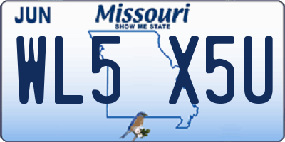 MO license plate WL5X5U