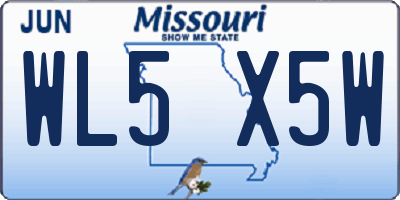MO license plate WL5X5W