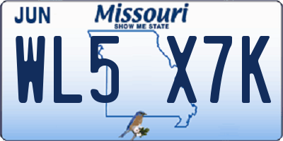 MO license plate WL5X7K