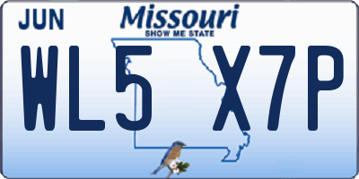 MO license plate WL5X7P