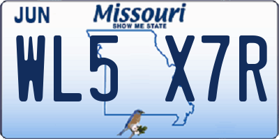 MO license plate WL5X7R