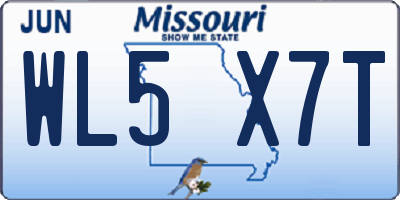 MO license plate WL5X7T