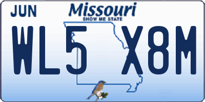 MO license plate WL5X8M