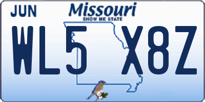 MO license plate WL5X8Z