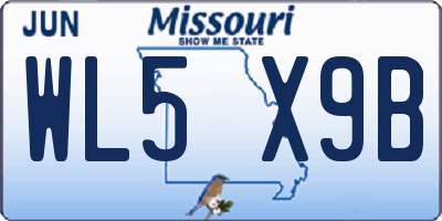 MO license plate WL5X9B