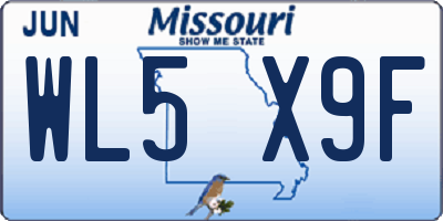 MO license plate WL5X9F