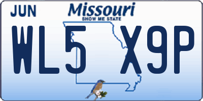MO license plate WL5X9P