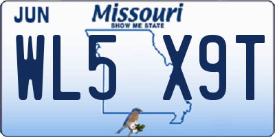 MO license plate WL5X9T