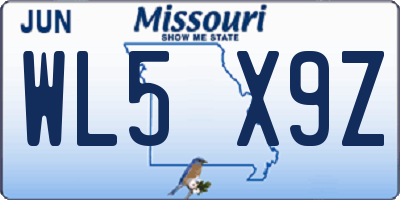 MO license plate WL5X9Z