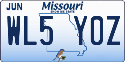 MO license plate WL5Y0Z