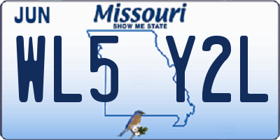 MO license plate WL5Y2L