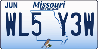 MO license plate WL5Y3W