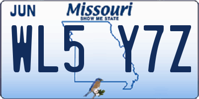MO license plate WL5Y7Z