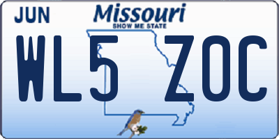 MO license plate WL5Z0C