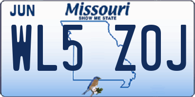 MO license plate WL5Z0J