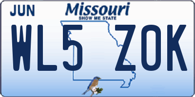 MO license plate WL5Z0K