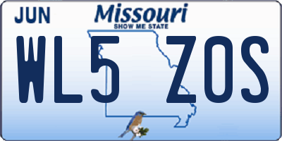 MO license plate WL5Z0S
