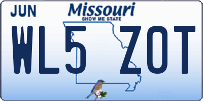 MO license plate WL5Z0T