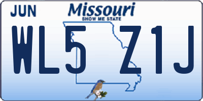 MO license plate WL5Z1J