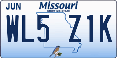 MO license plate WL5Z1K