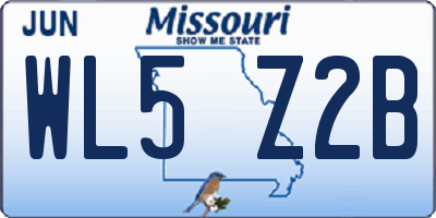 MO license plate WL5Z2B