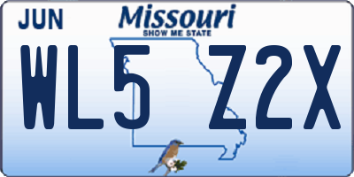 MO license plate WL5Z2X