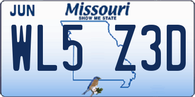 MO license plate WL5Z3D