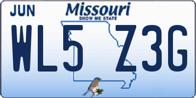 MO license plate WL5Z3G