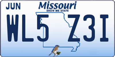 MO license plate WL5Z3I