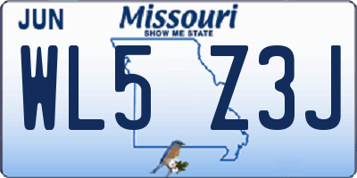 MO license plate WL5Z3J