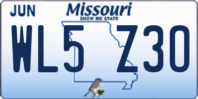 MO license plate WL5Z3O