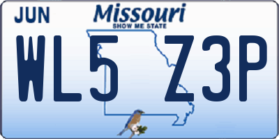 MO license plate WL5Z3P