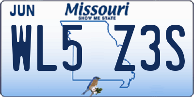 MO license plate WL5Z3S