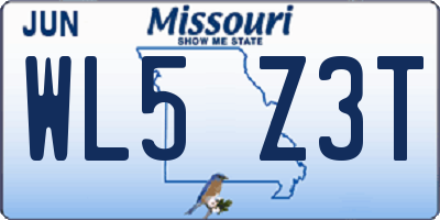 MO license plate WL5Z3T