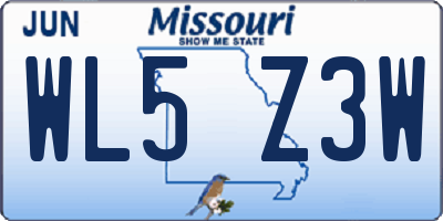 MO license plate WL5Z3W