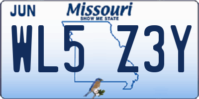 MO license plate WL5Z3Y