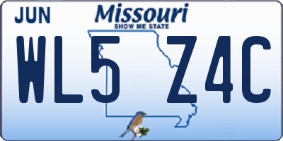 MO license plate WL5Z4C