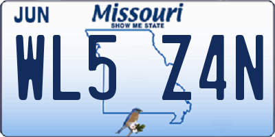 MO license plate WL5Z4N