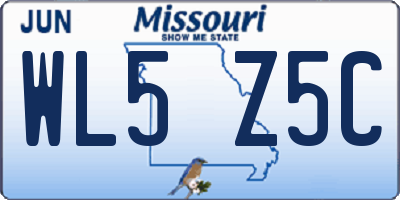 MO license plate WL5Z5C