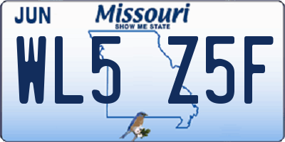 MO license plate WL5Z5F