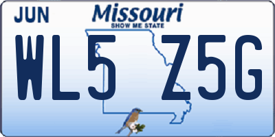 MO license plate WL5Z5G