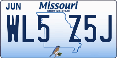 MO license plate WL5Z5J