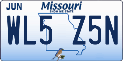 MO license plate WL5Z5N