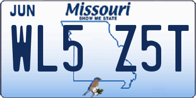 MO license plate WL5Z5T