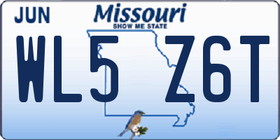 MO license plate WL5Z6T