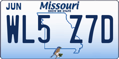 MO license plate WL5Z7D