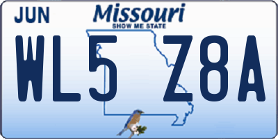 MO license plate WL5Z8A