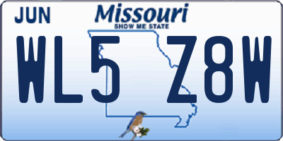 MO license plate WL5Z8W