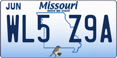 MO license plate WL5Z9A